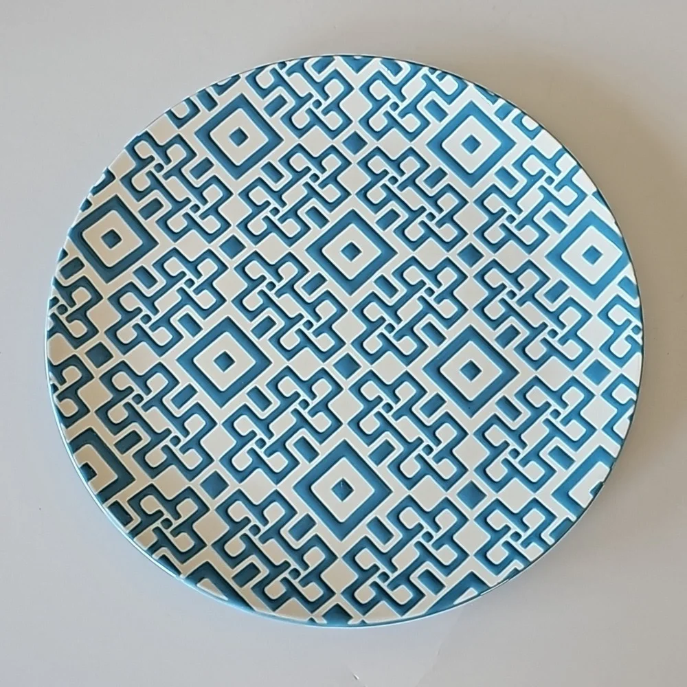 Crate&Barrel Kate Spain Geometric Blue and White Salad Plate